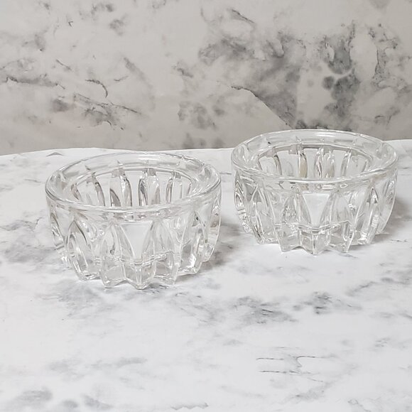 Princess House MCM Vintage Set 2 Clear Crystal Faceted Tea Light Candle Holders - Picture 10 of 10